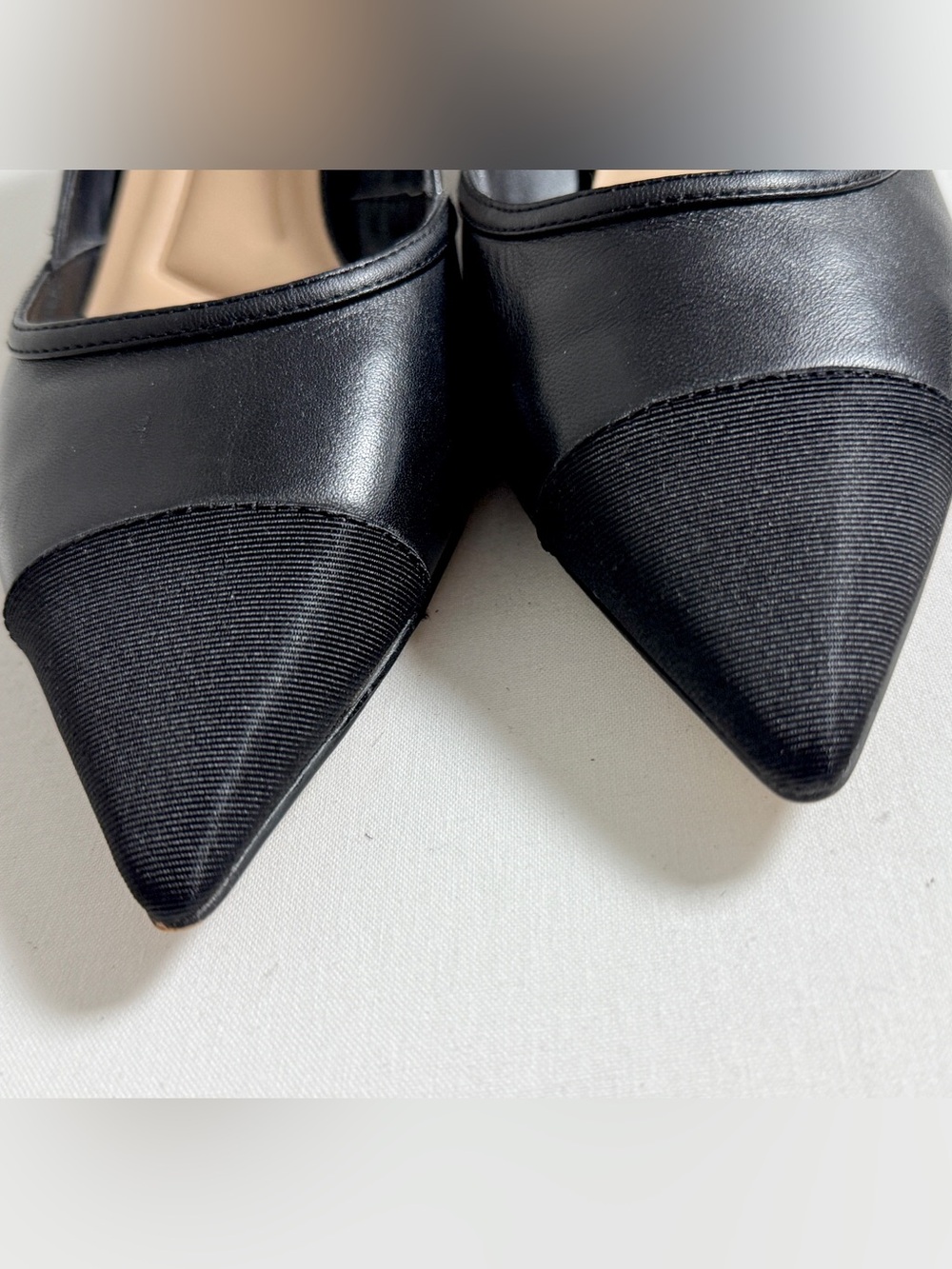 Franco Sarto Darcy Black Leather Pointed Toe Kitten Heel Pumps - Picture 11 of 15